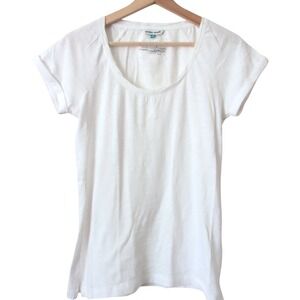 White Stuff Womens 100%‎ Cotton Scoop Neck Slub T-Shirt Size 10 Minimalist Chic